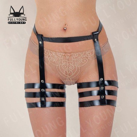 PU Leather Woman Thigh Bondage Suspenders Sword Belt Gothic Thigh Harness Waistband Belt Erotic Stockings Fashion