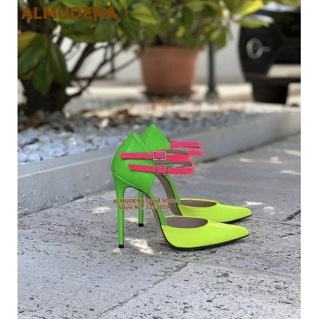 Leopard Print Pointed Pump Heels for Women with Buckle