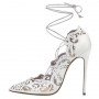 Carved Flowers Lace-up High Heels Pointed Toe for Women