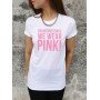 Pink Letters Printed Casual Cotton with Short Sleeves