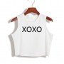 XOXO Print Summer Cotton Sexy Slim Crop Top for Women