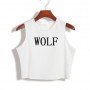 Wolf Print Sleeveless Cotton Blend Hipster Sexy Top