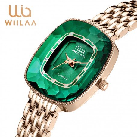 Green Rectangular Dial Ladies Wrist Watch