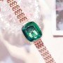 Green Rectangular Dial Ladies Wrist Watch