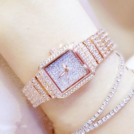 Stone Studded Square Dial Wrist Watch
