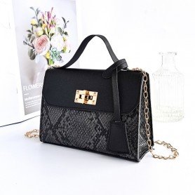 Serpentine Pu Leather Cross-Body Messenger Bag with Chain