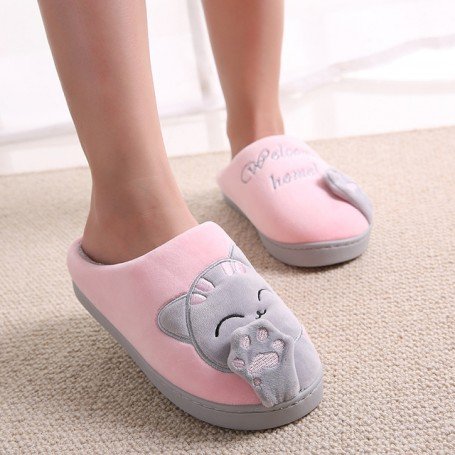 Cartoon Cat Slippers for Women Winter Home Shoes Soft Warm House Slippers Indoor Bedroom Lovers Couples