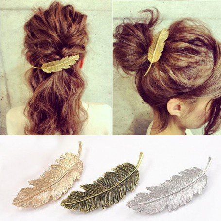 ncmama New Alloy Vintage Hair Clip Feather Leaf Shape Barrette Metal Hairpins For Women Lady Headwear Hair Accessories
